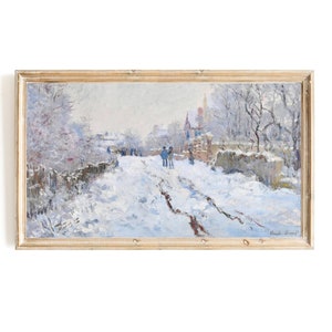 Claude Monet Samsung Frame TV Art | Snow at Argenteuil | Snowy Cityscape | Winter Landscape Frame TV | Christmas Art for Tv | Snow Scene Art