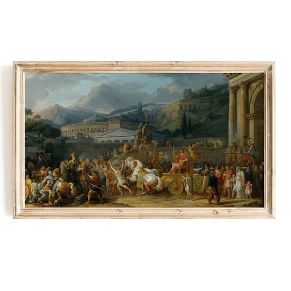 Téléviseur Samsung Carle Vernet | Le triomphe d'Aemilius Paulus | Art mural pour télévision avec cadre de la Rome antique, Italie | Tableau ancien classique pour TV Samsung