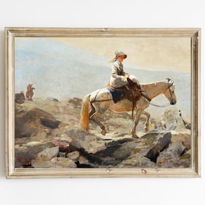 Winslow Homer - The Bridle Path, White Mountains Printable | New Hampshire Landscape | Equestrian Wall Decor | Girl Horse Rider Oil Painting