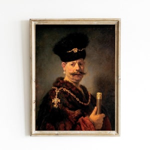 A Polish nobleman by Rembrandt van Rijn Printable | 17th Century | Famous Dutch Painter | Fine Art Print | Baroque Period | Dark Academia