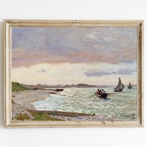 The Seashore at Sainte-Adresse by Claude Monet Printable | Vintage Victorian Painting | Fine Art Print | Seascape | Coastal Grandmother