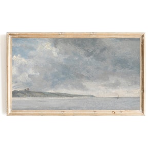John Constable Samsung Frame TV Art | Coastal Scene with Cliffs Frame TV Art | Hadleigh Castle Painting | Coastal Ocean Scene Art for Tv
