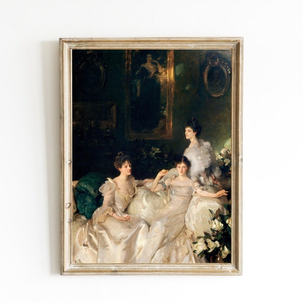 The Wyndham Sisters Lady Elcho Mrs. Adeane Mrs. Tennant by John Singer Sargent Printable | 19th Century | Feminine | Vintage Oil Painting