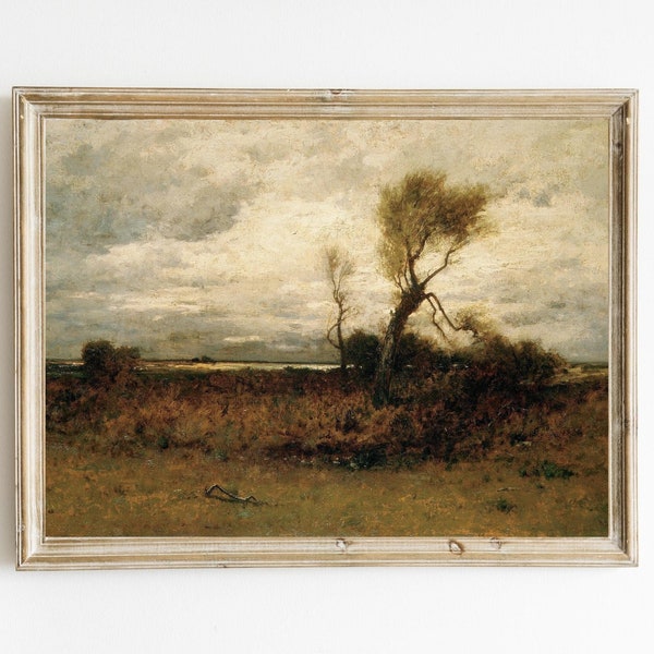 Robert Swain Gifford - Près de la côte imprimable | Art de paysage côtier déprimé | Paysage de bord de mer | Paysage rustique | Tableau Ciel Nuageux