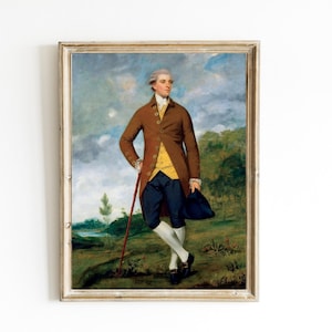 John Musters by Sir Joshua Reynolds Printable | 18th Century | Vintage Male Portrait | Dark Academia | English Oil Painting | Fine Art Print