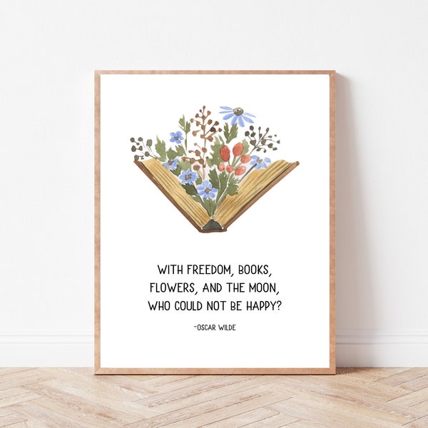 Citation d'Oscar Wilde Téléchargement instantané Imprimer | Cadeau d'amant de livre | Illustration Littérature | Cadeau pour elle | Affiche de la bibliothèque | Décor à la maison littéraire