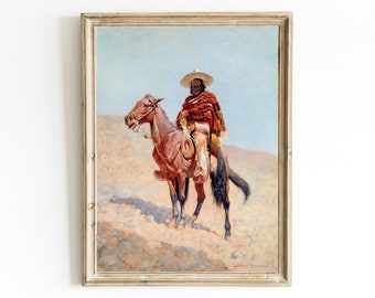 A Mexican Vaquero by Frederic Remington Printable | 19th Century | Vintage Painting | Fine Art Print | Horse Riding | Southwestern Cowboy