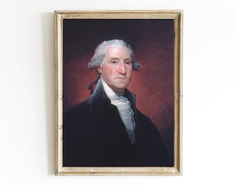 George Washington by Gilbert Stuart Printable | First President | Fine Art Print | Founding Father Painting | Dark Academia | Federalist Art