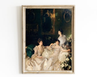 The Wyndham Sisters Lady Elcho Mrs. Adeane Mrs. Tennant by John Singer Sargent Printable | 19th Century | Feminine | Vintage Oil Painting