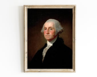 George Washington by Gilbert Stuart Printable | First President | Fine Art Print | Founding Father Painting | Dark Academia | Federalist Art