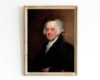 John Adams by Gilbert Stuart Printable | US President Fine Art Print | Founding Father Painting | Dark Academia Artwork | Federalist Art