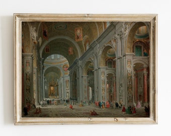 Giovanni Paolo Panini - Interior of Saint Peter's Basilica, Rome Printable | Roman Catholic Oil Painting | Vatican City Art | Catholic Saint