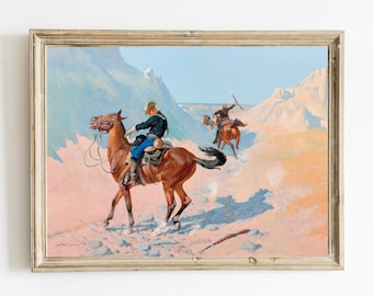 La vanguardia o el sacrificio militar (La emboscada) de Frederic Remington. Imprimible / Pintura vintage / Impresión artística / Equitación.