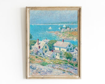 Frederick Childe Hassam - New England Headlands Printable | 19th Century Art | Seaside Coastline Print | Impressionist Art | Beach House Art