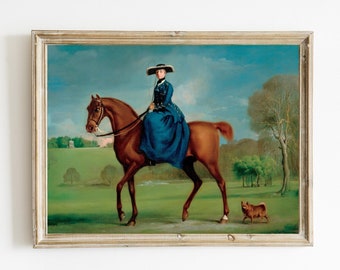 The Countess of Coningsby by George Stubbs Printable | Vintage Oil Painting | Fine Art Print | Equestrian | Foxhunting Art | Woman Hunter