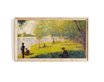 Samsung Frame TV Art | La Grande Jatte Art for Frame TV | Vintage Paris Landscape TV Art | Impressionist Spring Park Scene Frame Tv Art