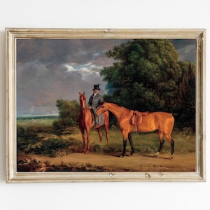 Jacques-Laurent Agasse - A Groom Mounted on a Chestnut Hunter Printable | Vintage Equestrian Painting | Equestrian Gift | English Manor Art
