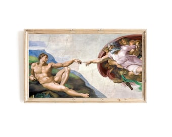 La creación de Adán, Arte de TV, Arte católico romano, Arte cristiano, Miguel Ángel Buonarroti, Libro del Génesis, Capilla Sixtina, Renacimiento