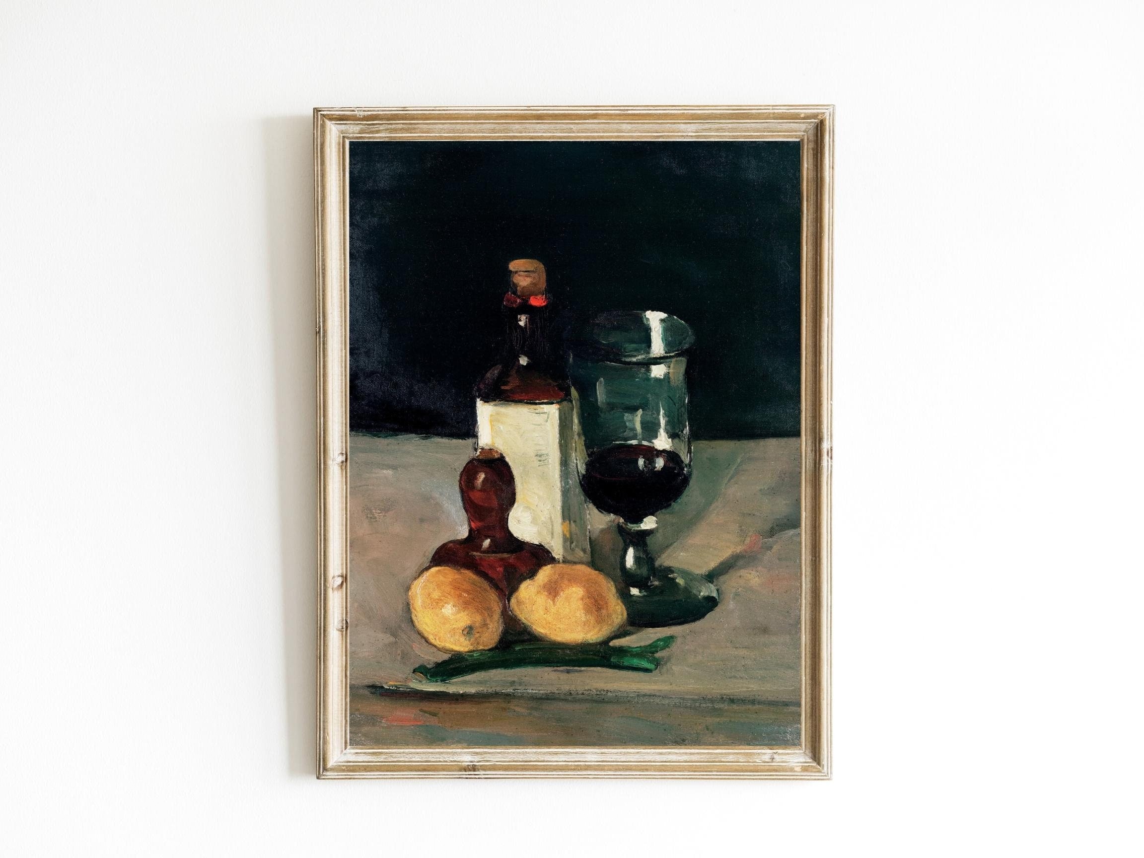 ポール・セザンヌ - ボトル、グラス、レモンのある静物画（印刷可能