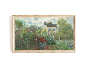 Claude Monet Samsung Frame TV Art | A Corner of the Garden with Dahlias | Spring Landscape Art for Samsung TV | French Impressionist TV Art