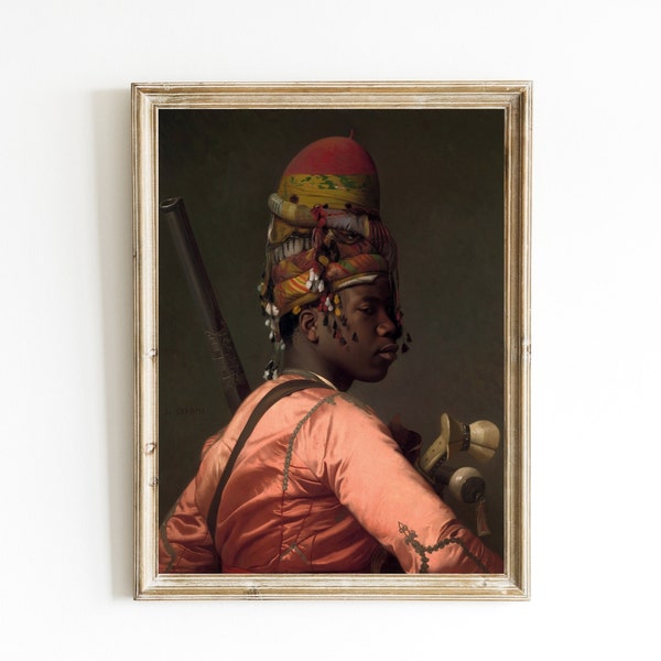 Bashi-Bazouk von Jean-Léon Gérôme Printable | Osmanisches Reich Soldat | Aux-Soldat Porträt | Academia Kunst | Afrikanischer Mann Porträt