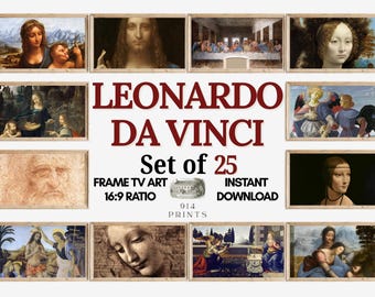 Leonardo da Vinci Frame TV Art Set of 25 Bundle | Italian Renaissance Painting Collection | Famous Art | Instant Download