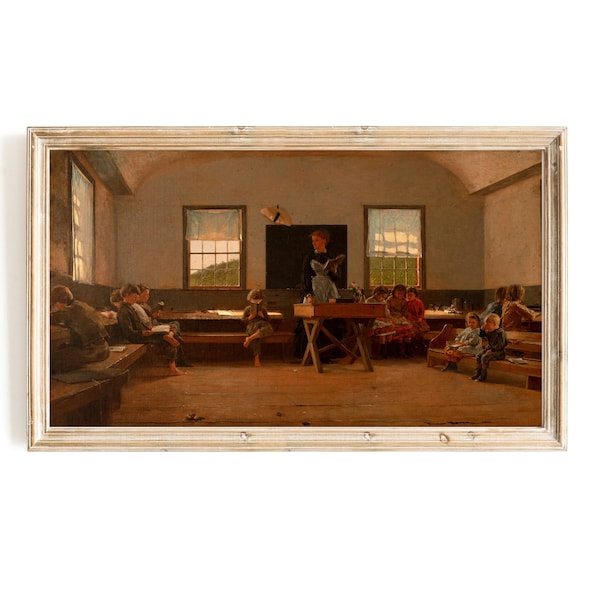 The Country School by Winslow Homer Samsung Frame TV Art | One room school house Frame TV | Vintage School Teacher Art | School Classroom