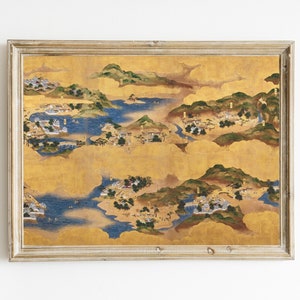 Ancient Japanese landscape of the Tōkaidō Printable | Edo Period Painting | Traditional Asian Art | Antique Japanese Map | Japanese Mountain