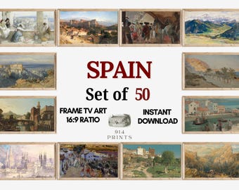 Spain Frame TV Art Set of 50 Bundle | Spanish Landscape | Espana | Madrid | Barcelona | Sevilla Art | Granada | Instant Download