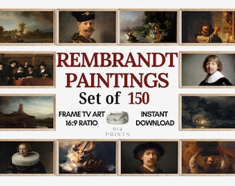 Rembrandt Frame TV Art Set of 150 Bundle | Vintage Moody Nature Paintings | Dutch Painter | Digital Download | Dark Academia