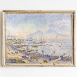 The Bay of Naples by Auguste Renoir Printable | Vintage Italian Painting | Naples Italy Landscape | Southern Italian City | Mount Vesuvius