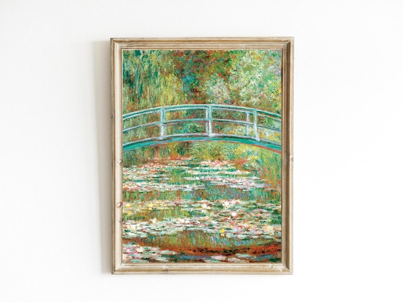 Claude Monet Bridge Over a Pond of Water Lilies Printable Vintage
