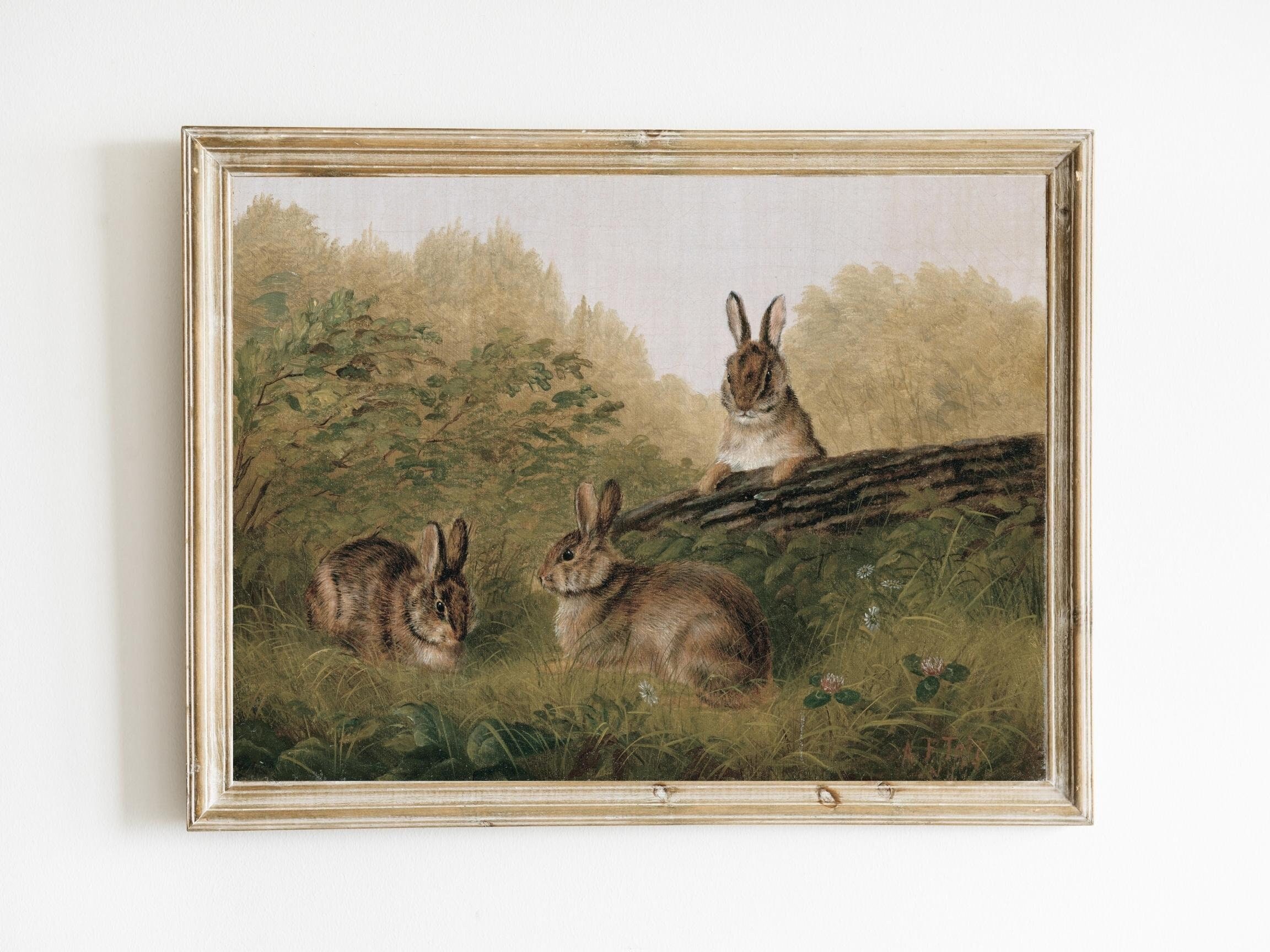 Arthur Fitzwilliam Tait Rabbits on a Log Printable | Muted Cottagecore ...
