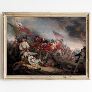 The Battle of Bunker Hill by John Trumbull Printable | Vintage American History Oil Painting | Revolutionary War Print | Federalist Art