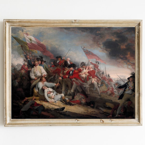 The Battle of Bunker Hill by John Trumbull Printable | Vintage American History Oil Painting | Revolutionary War Print | Federalist Art
