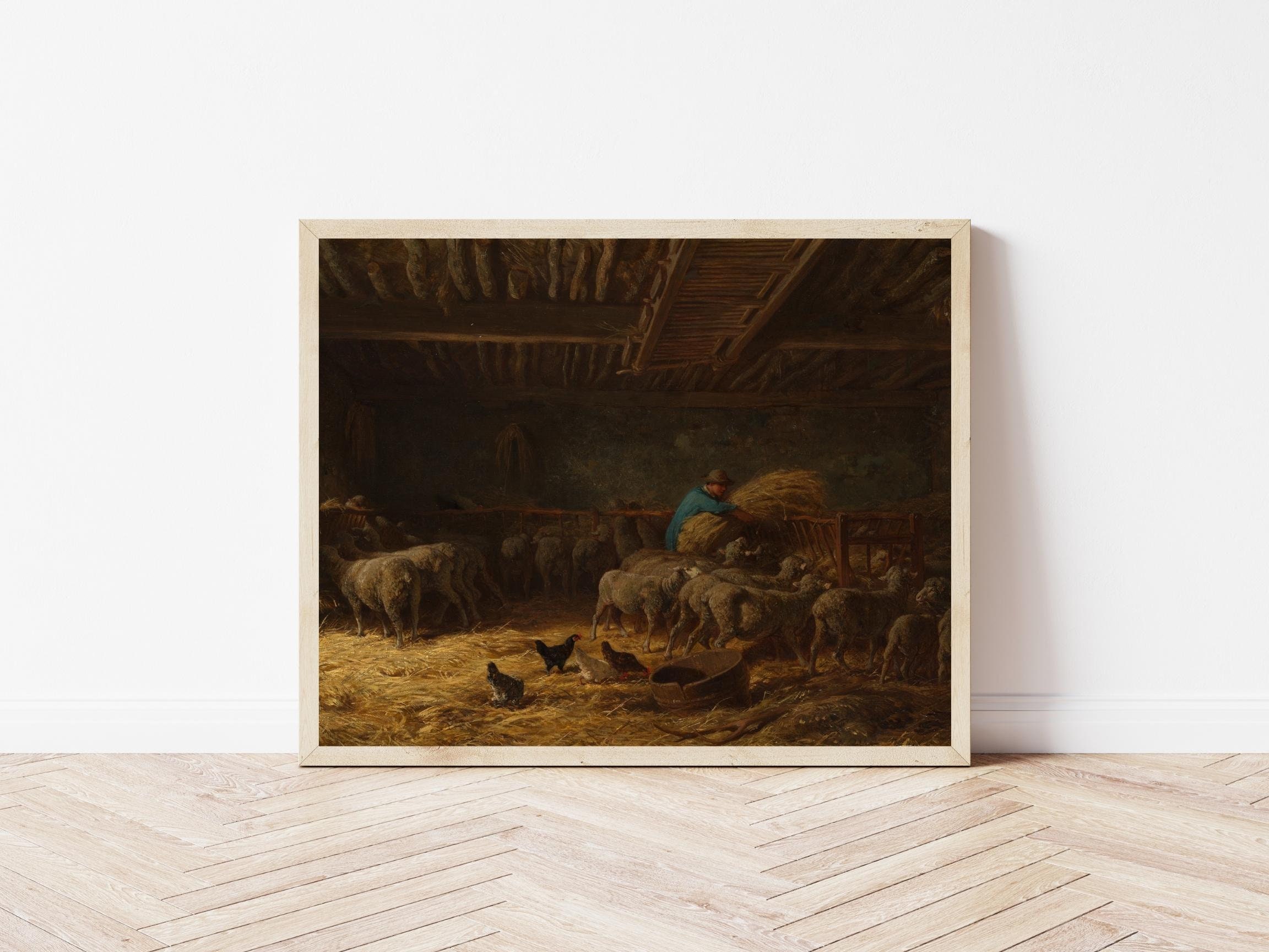 Charles Jacque the Sheepfold Printable Moody Farmhouse - Etsy