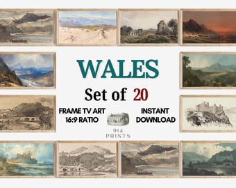 Wales Frame TV Art Set of 20 Bundle | Cymru | Welsh Landscape | Moody Nature | Digital Download | Castles | United Kingdom
