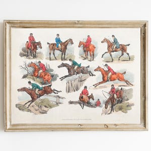 Berittene Sportler druckbare, Vintage klassische Reiterkunst, alte Geldästhetik, Fuchsjagd Illustration, Pferdekunst, englisches Herrenhaus, Pferd