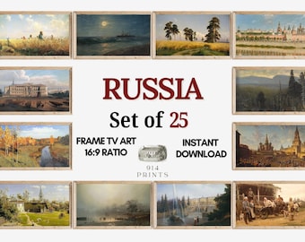 Russia Frame TV Art Set of 25 Bundle | Russian Landscape | Vintage Moscow Paintings | St. Petersburg | Digital Download | Russian Cityscape