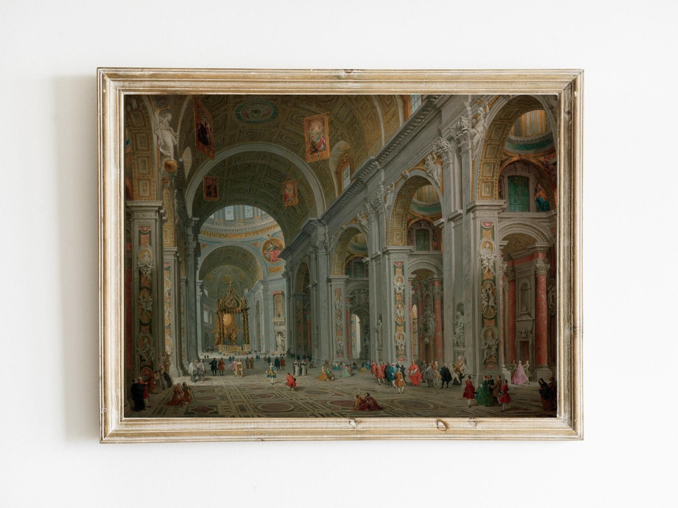 Tableau Toile Giovanni Paolo Panini - Intérieur De Saint-Pierre De Rome - Prêt à Accrocher