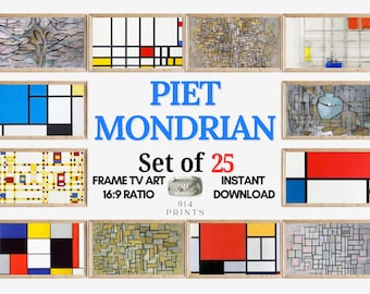 Piet Mondrian Frame TV Art Set of 25 Bundle | Mid Century Geometric Art Painting | Instant Download | Abstract | Modern Art | Cubism