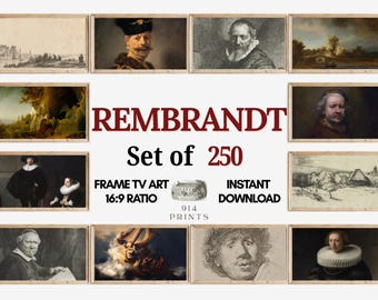 Rembrandt Frame TV Art Set of 250 Bundle | Vintage Moody Nature Paintings | Dutch Painter | Digital Download | Dark Academia