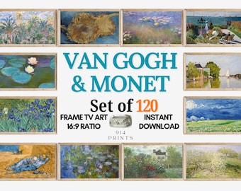 Van Gogh & Monet Frame TV Art Set of 120 Bundle | Vintage Famous Impressionist Art | Instant Download | French Artist | Dutch Painter