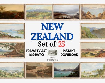 New Zealand Frame TV Art Set of 25 Bundle  | Moody Nature Landscape | Digital Download | Maori People | Wellington | Milford Sound | Kiwi