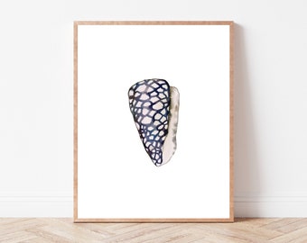 Watercolor Cone Shell Instant Download Print | Sea Shell Illustration | Grand Millennial Art | Nantucket Decor | Coastal Grandmother Poster