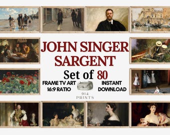 John Singer Sargent Frame TV Art Set of 80 Bundle | Vintage Portrait Paintings Collection | Instant Download