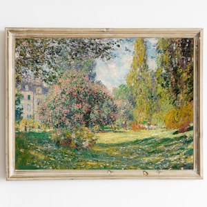 Claude Monet - The Parc Monceau Printable | French Country Landscape | Impressionist Art | Feminine Painting | French Botanical Park Print