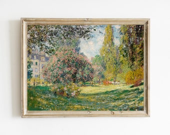 Claude Monet - The Parc Monceau Printable | French Country Landscape | Impressionist Art | Feminine Painting | French Botanical Park Print