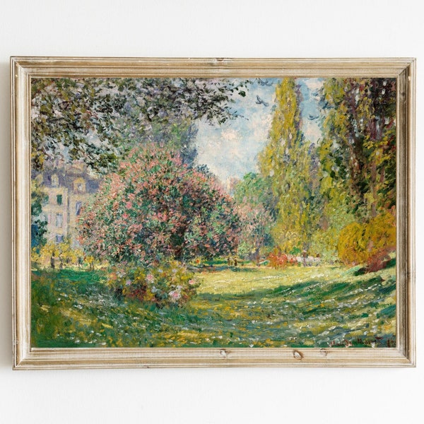 Claude Monet - The Parc Monceau Printable | French Country Landscape | Impressionist Art | Feminine Painting | French Botanical Park Print