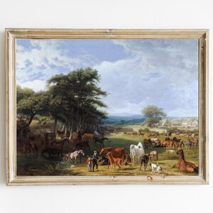 Jacques-Laurent Agasse - Lord Rivers Stud Farm Printable | Vintage Equestrian Painting | Equestrian Gift | English Manor Art | UK Landscape